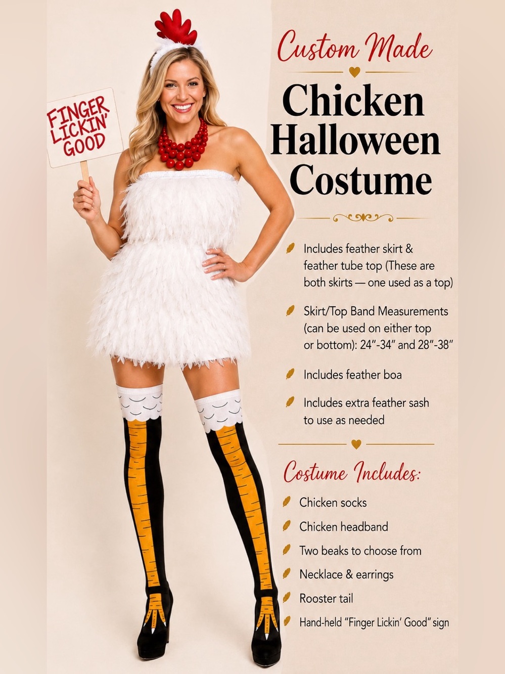 🐔 Custom Made Chicken Halloween Costume Set | Premium Handmade Complete Costume